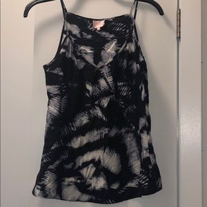 Parker 100% Silk Black Printed Abstract Tank